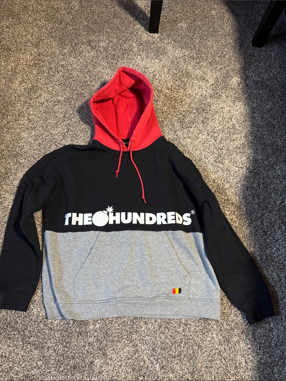 The Hundreds Colorblock Hoodie in Black, Gray & Red